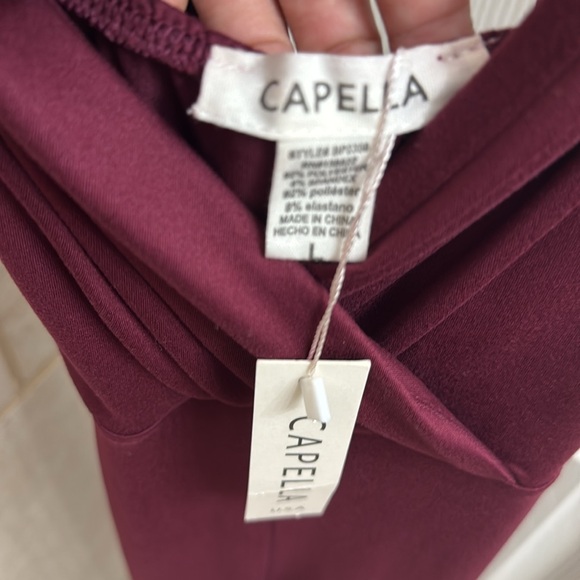 NWT Capella Burgundy Spaghetti Strap Jumpsuit - Size Large - Picture 3 of 4